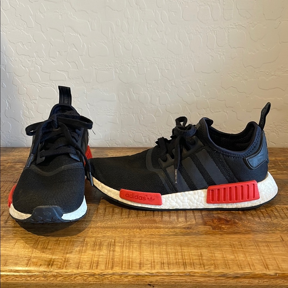 Adidas Black and Red Sneakers with Boost Midsole